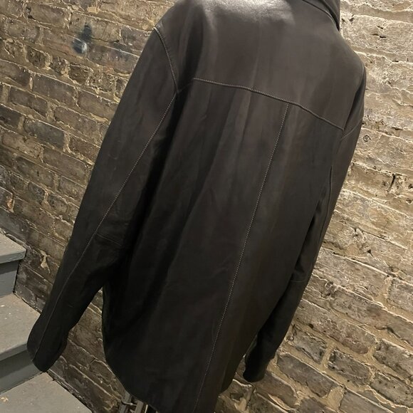 Andrew Marc Dark Brown Leather Jacket Men’s Size L (Good Condition) - Picture 14 of 15